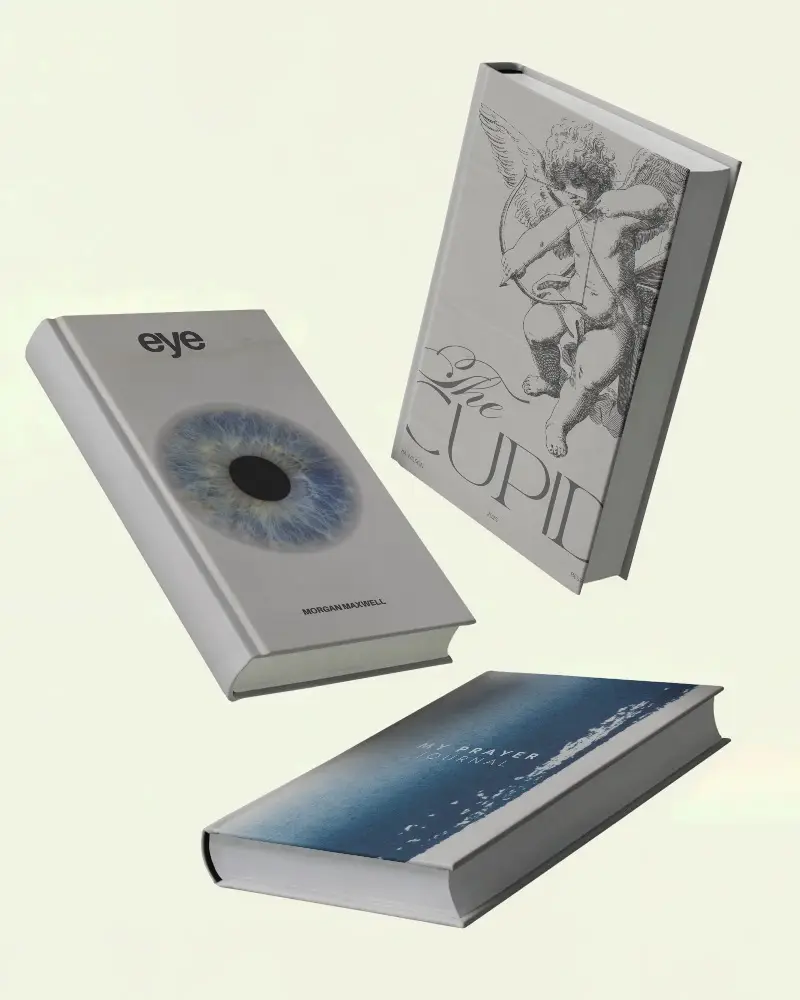 Hardcover Book Mockup Floating Isolated Minimalist Design Blank Cover Template