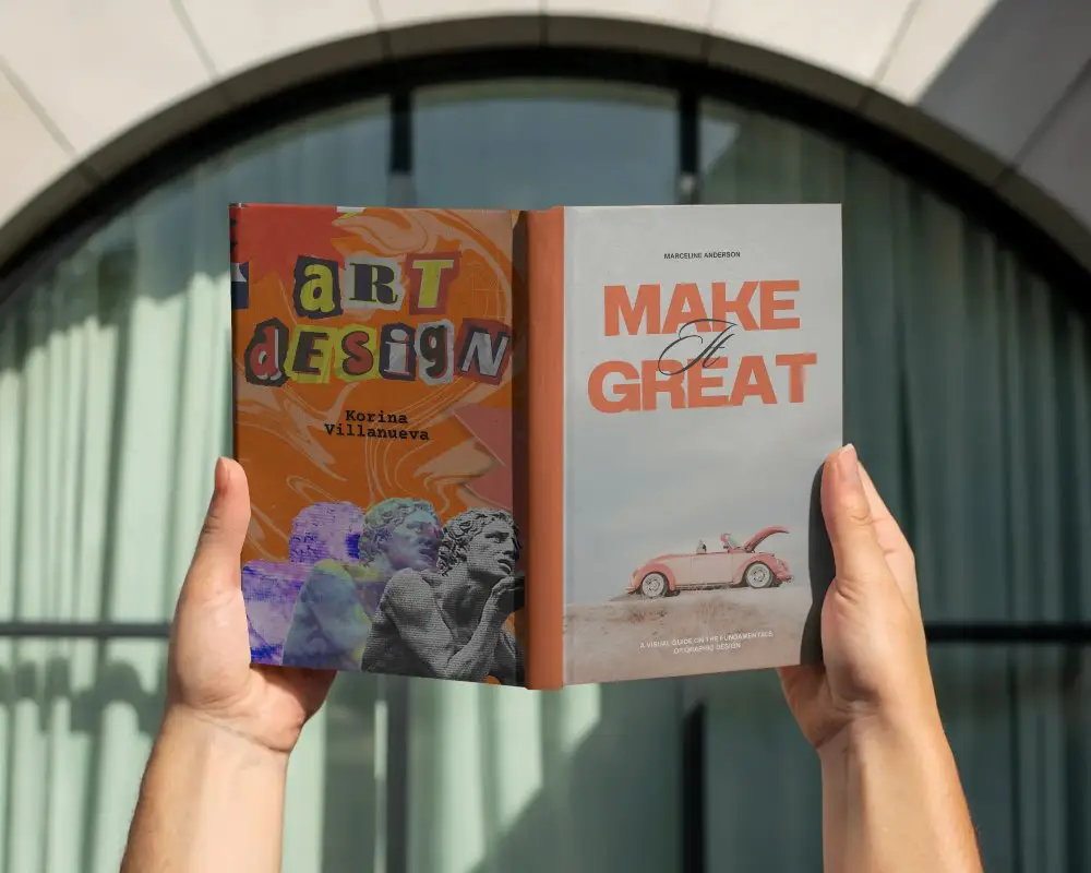 Creative Book Cover Mockup For Custom Print Design Showcase With Hands