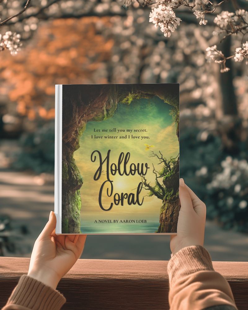 Serene Book Mockup Held Near Balcony With Sunny Garden Background Tranquil Setting