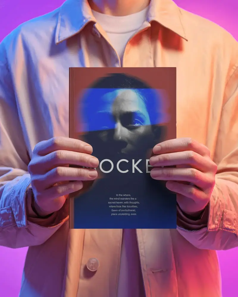 Person Holding Minimalist Hardcover Book Mockup For Brand Promotion And Marketing