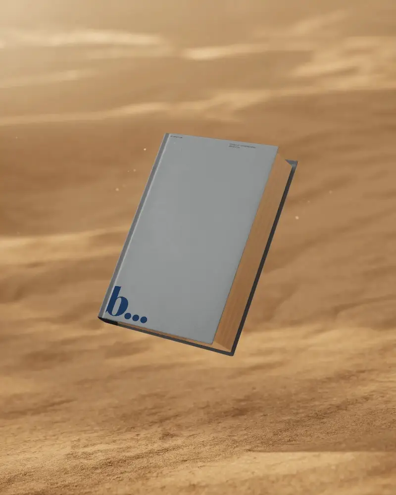 Realistic Book Mockup Floating Above Wooden Surface Showing Thick Pages