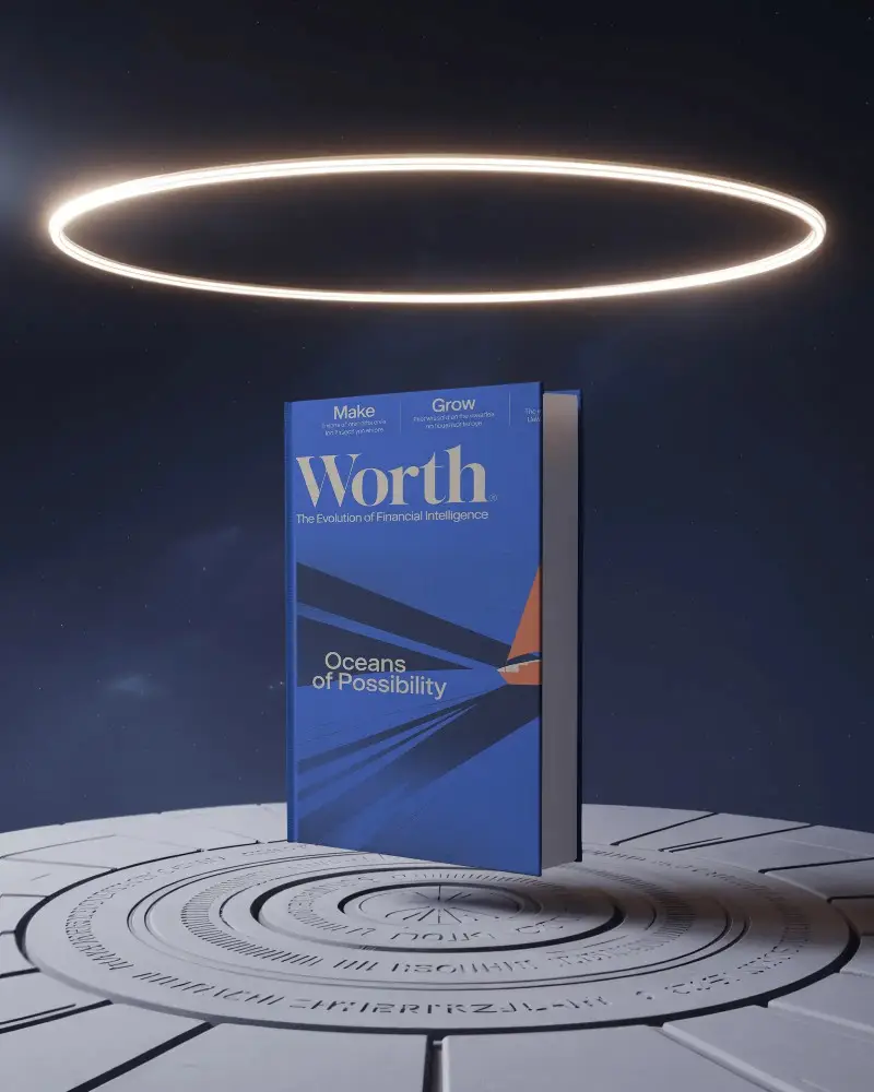 Realistic Floating Book Mockup On Stylized Sci Fi Platform With Illuminated Halo