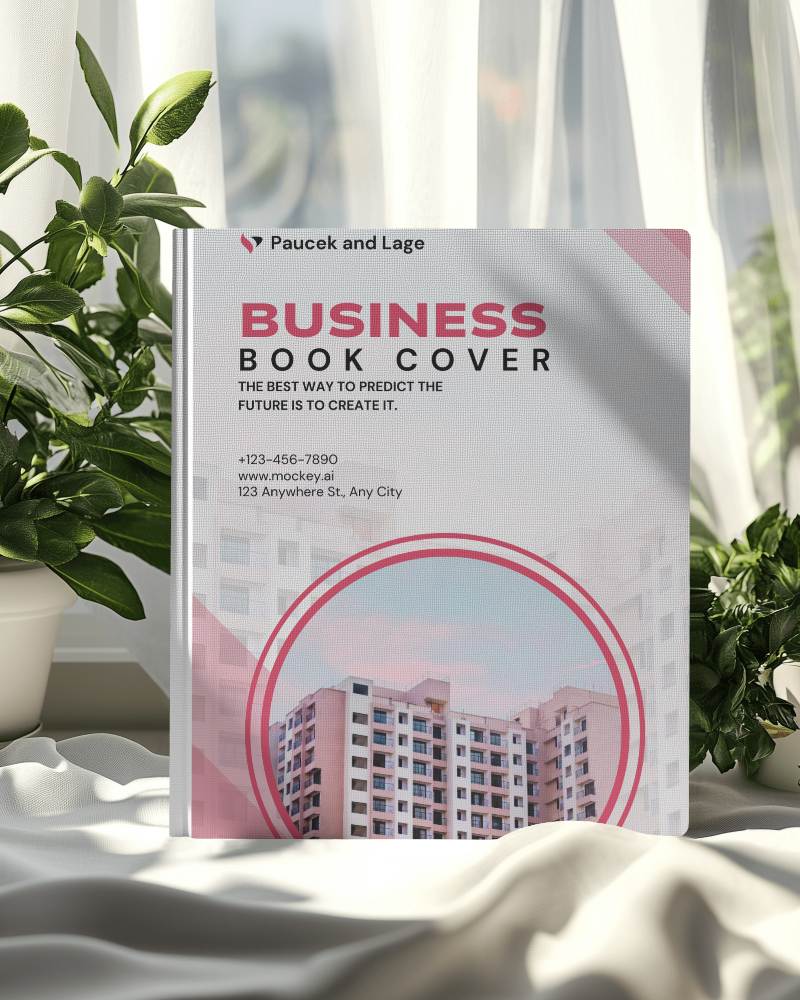 Sunlit Window Book Mockup On Soft Drapes With Houseplants In Cozy Natural Light