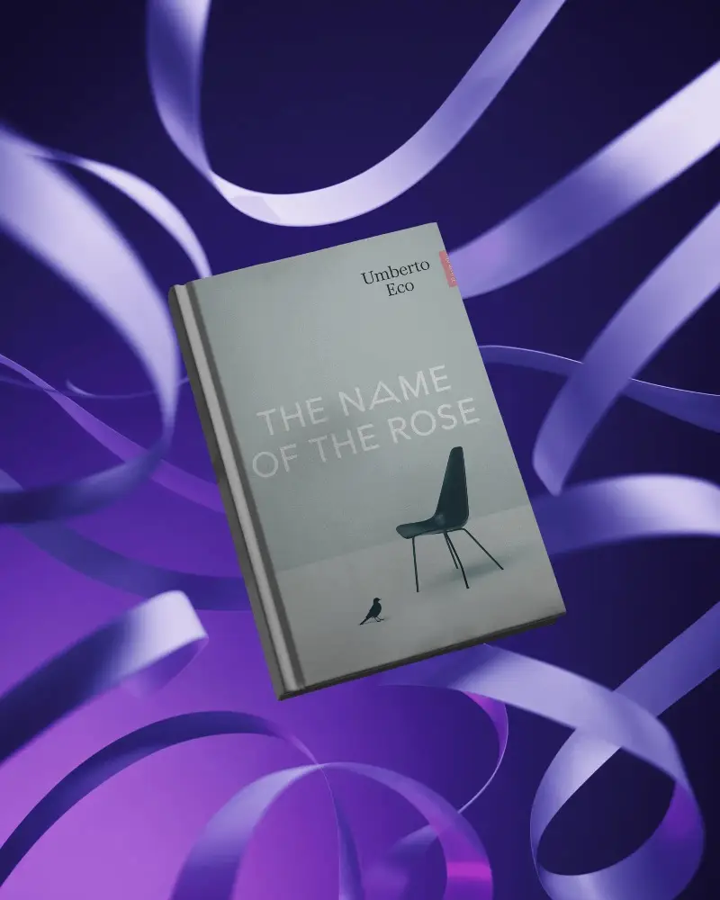 Hardcover Book Mockup With Smooth Textured Cover And Curved Floating Ribbons