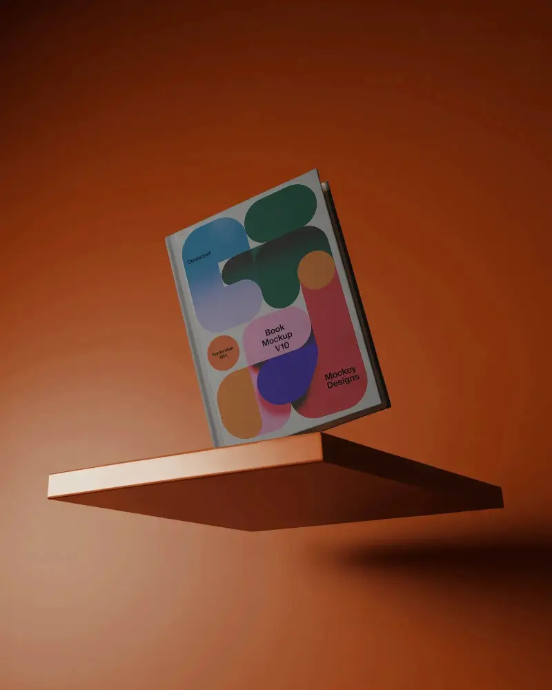 Modern Floating Book Mockup With Clean Hardcover And Simple Minimalist Background
