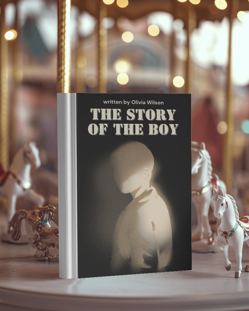 Carousel Themed Book Mockup Surrounded By Toy Horses In Fairground Inspired Setting