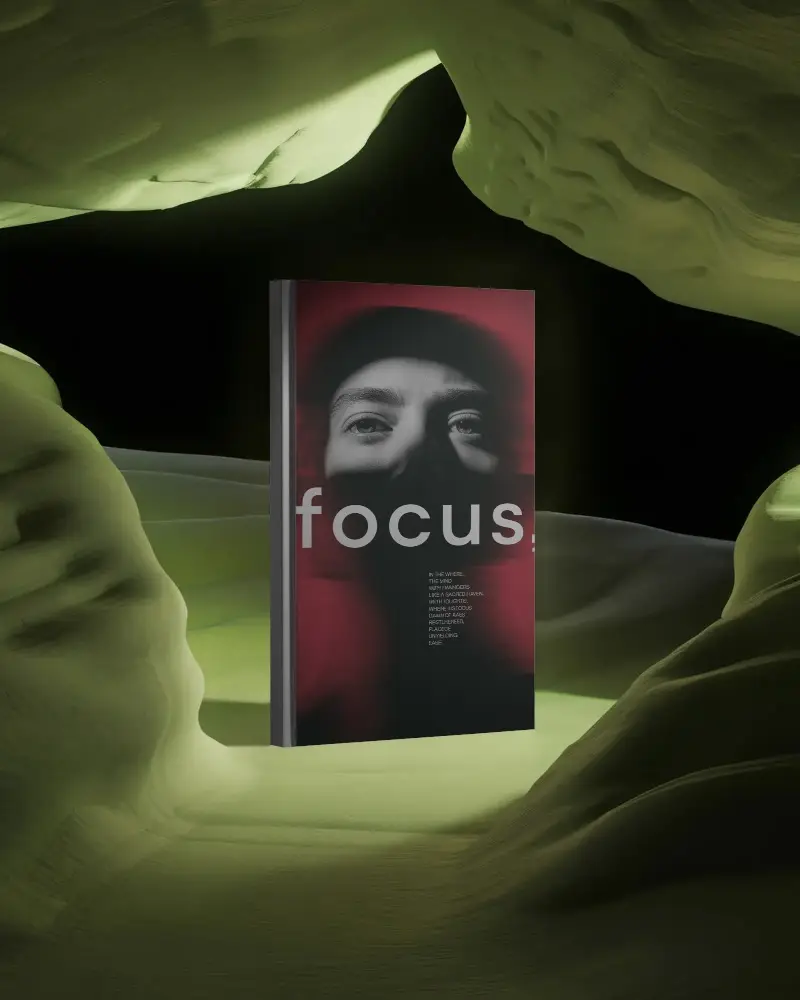 Minimalistic Hardcover Book Mockup Floating In Abstract Artistic Background For Design