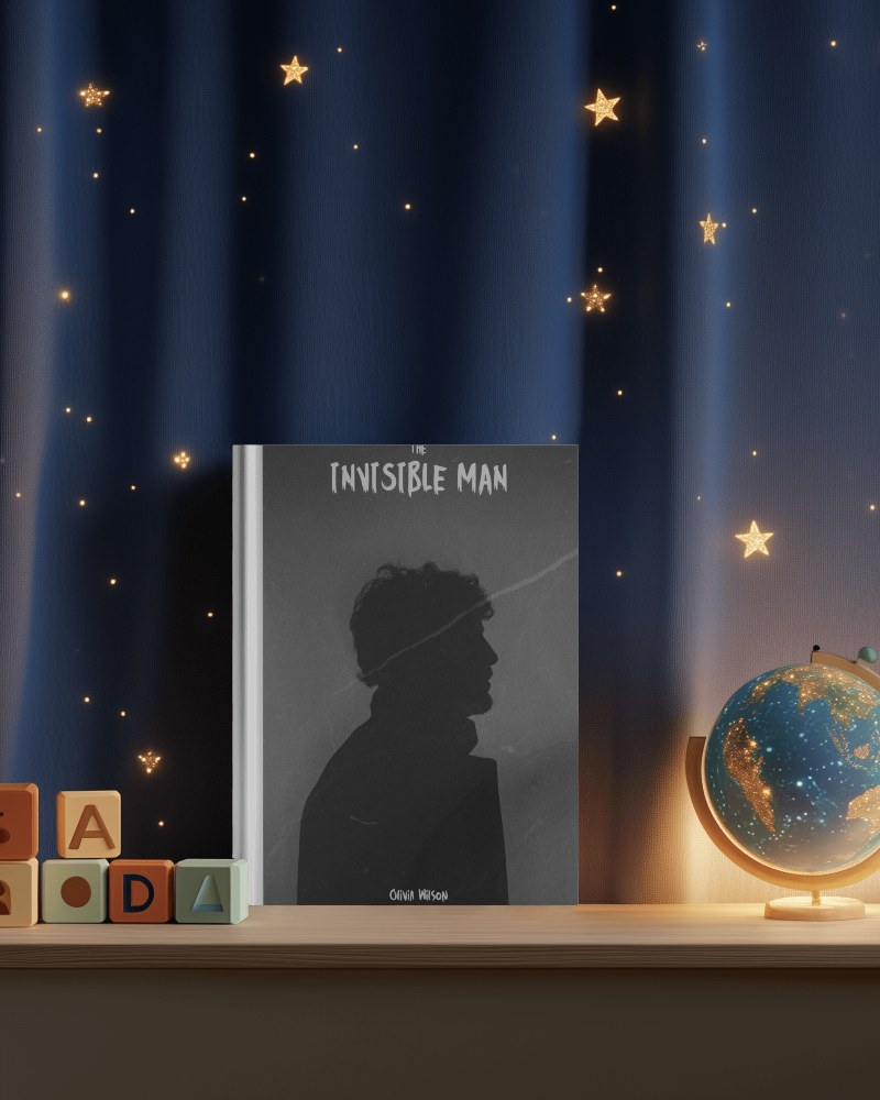 Starry Night Kids Room Book Mockup On Shelf With Globe And Blocks In Warm Light