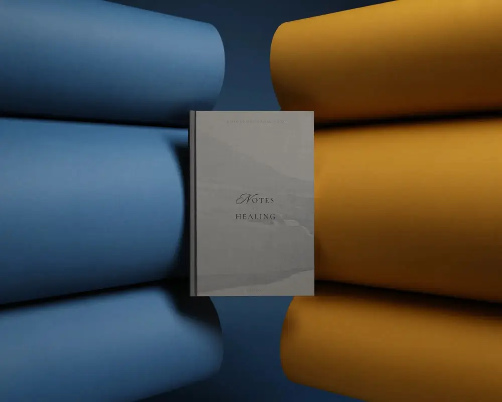 Minimalistic Hardcover Book Mockup With Abstract Curved Background Design For Branding