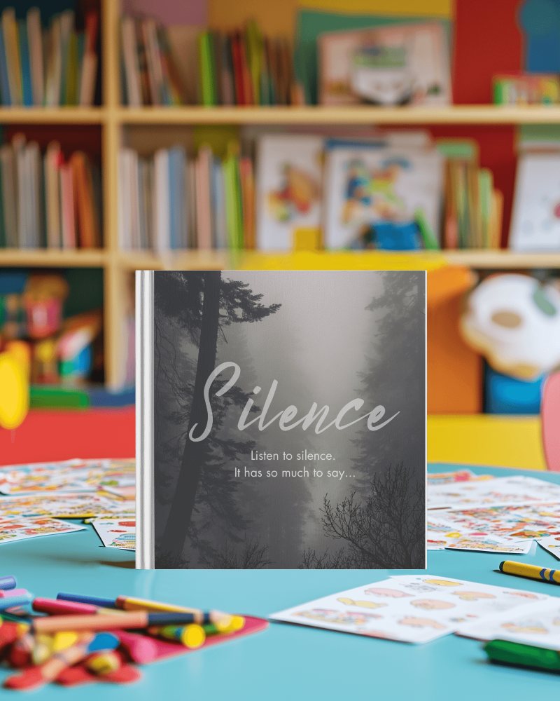Colorful Classroom Book Mockup On Desk With Crayons And Kids Drawings In Creative Setting