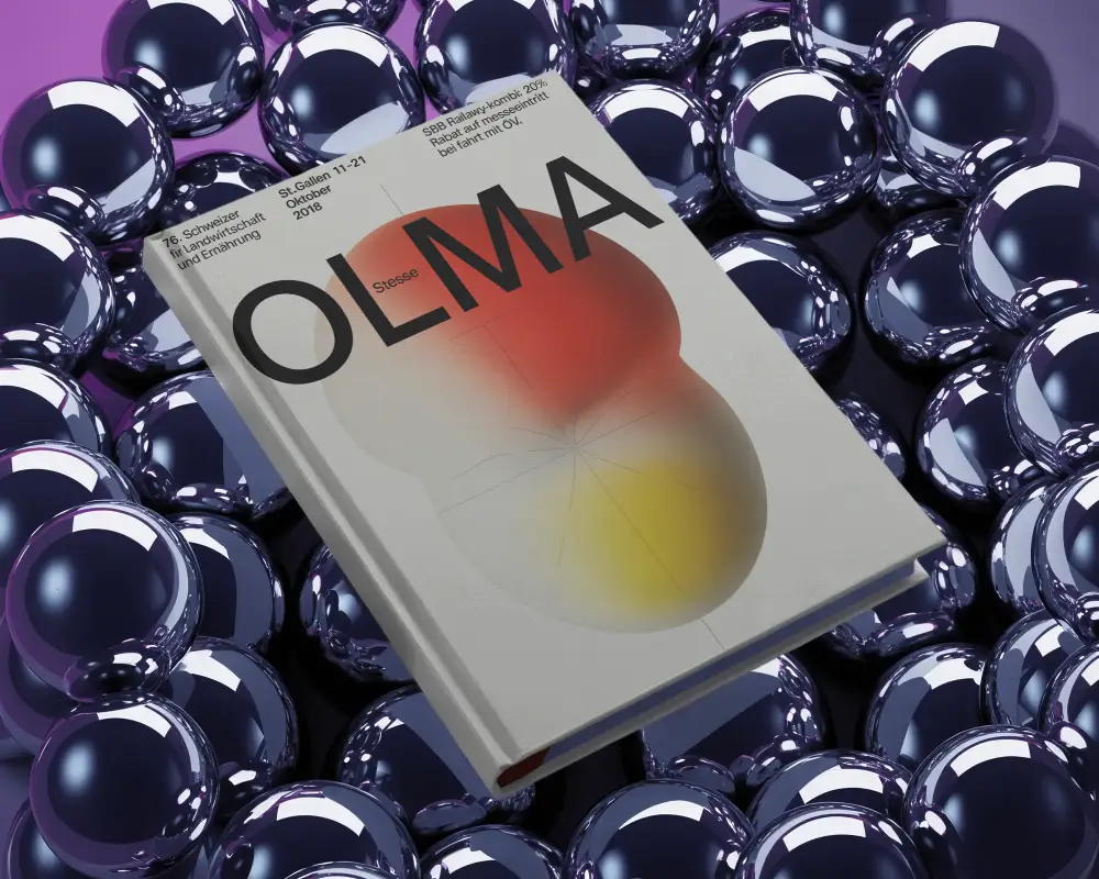 Modern Hardcover Book Mockup On Reflective Metallic Surface With Shiny Spheres Background