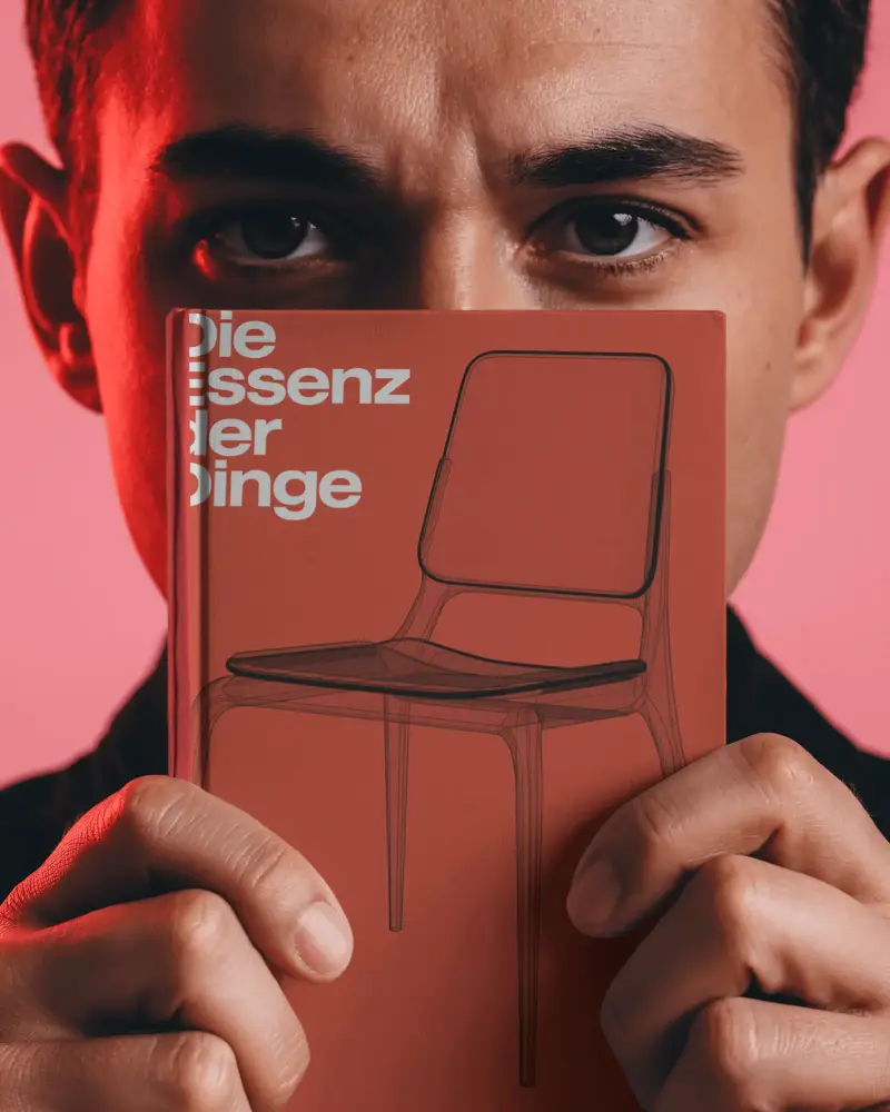 Focused Man Showcasing Empty Book Mockup For Personalized Cover Art And Layout Design