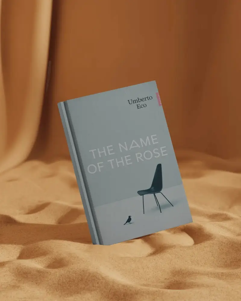 Desert Sand Hardcover Book Mockup Standing Upright Minimal Warm Editorial Studio Scene