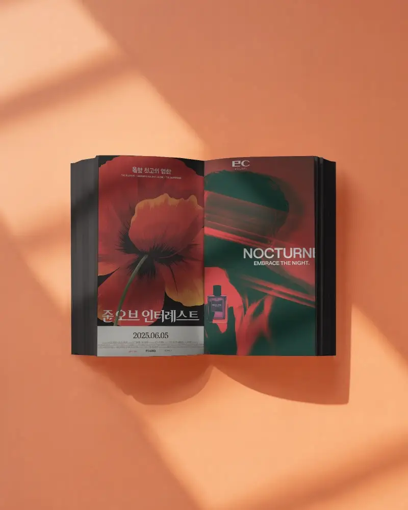 Photorealistic Open Book Mockup Showcasing Blank Pages With Shadow Overlays