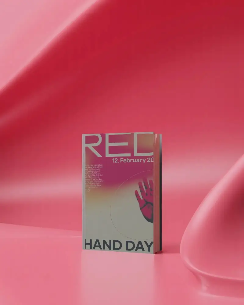 Hardcover Book Mockup Isolated On Minimalistic Monochrome Pink Background For Design