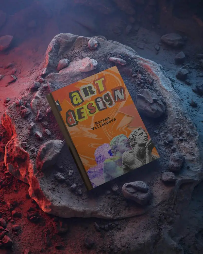 Hardcover Book Mockup On Rocky Textured Surface With Dramatic Lighting Background