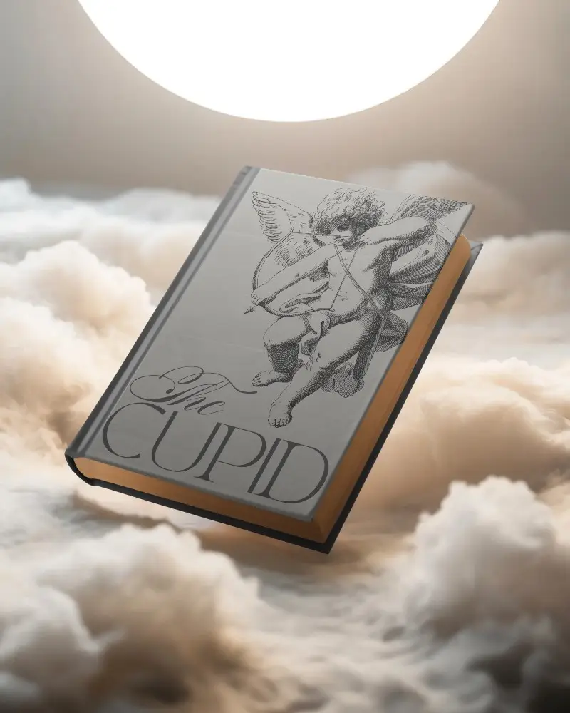 Realistic Floating Book Mockup With Empty Cover Surrounded By Clouds And Light