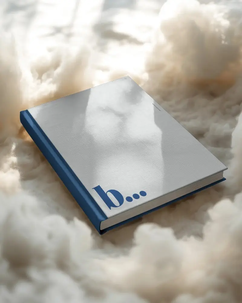 Realistic Book Mockup Showcasing Texture And Depth On Cloud Like Soft Surface Background