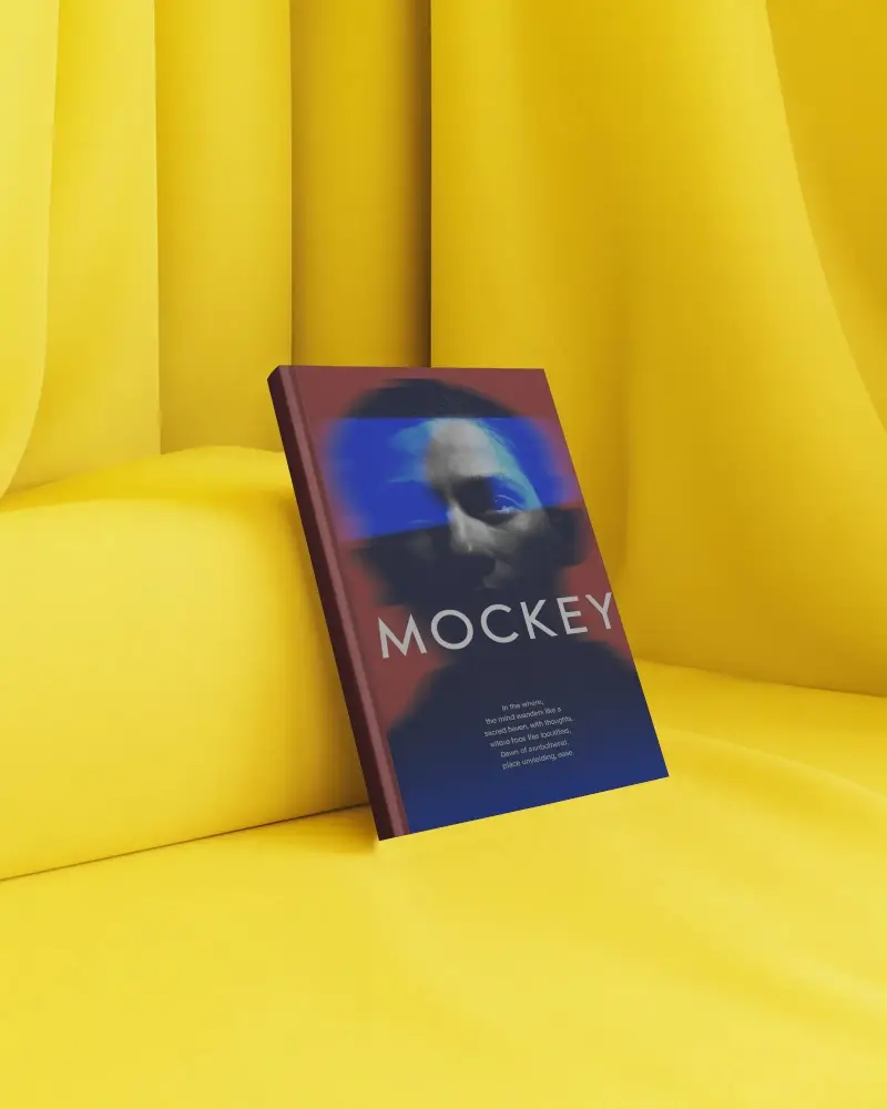 Hardcover Book Mockup Isolated Against Smooth Fabric Background Minimalist Design