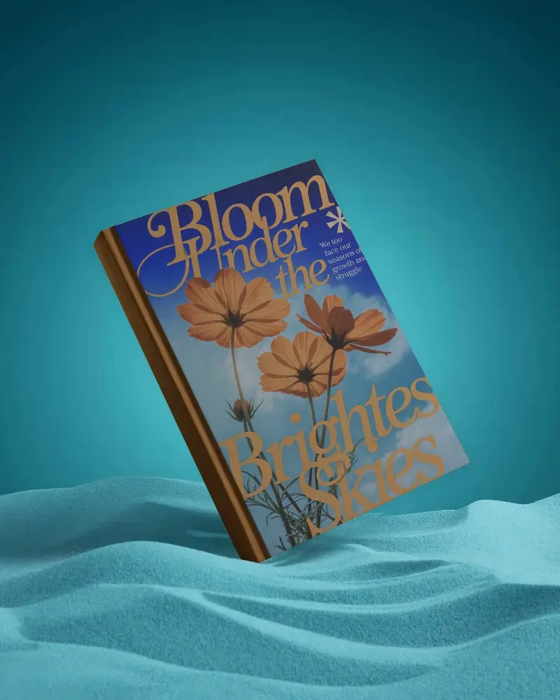 Hardcover Book Mockup Minimalist Style Floating On Textured Surface Isolated
