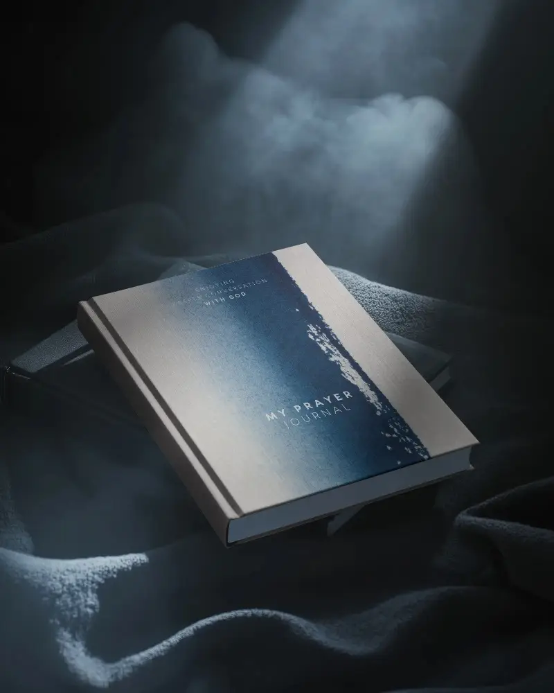 Realistic Hardcover Book Mockup Floating On Dark Textured Fabric Background