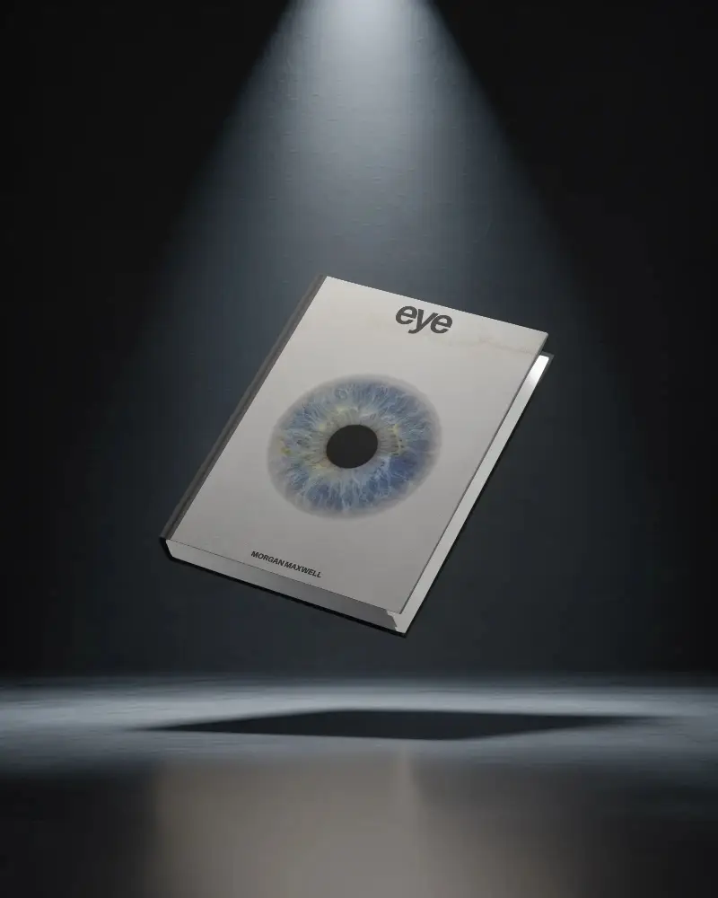 Hardcover Book Mockup Floating Under Spotlight On Dark Minimalistic Background
