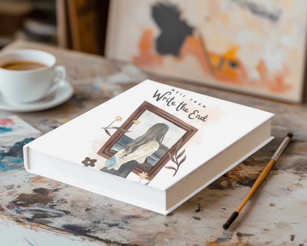 Creative Space Book Mockup On Artistic Desk With Painting In Progress