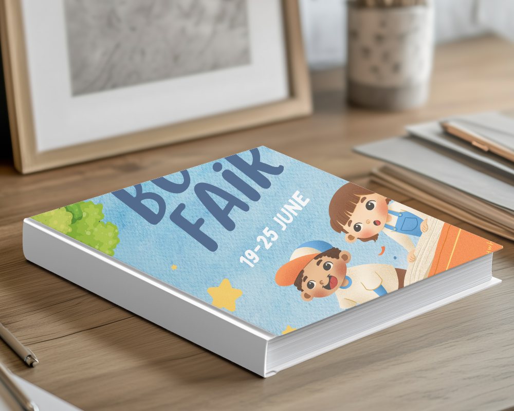 Hardcover Book Mockup Minimalist White Cover On Wooden Desk With Stationery And Framed Art In Soft Natural Light 0132