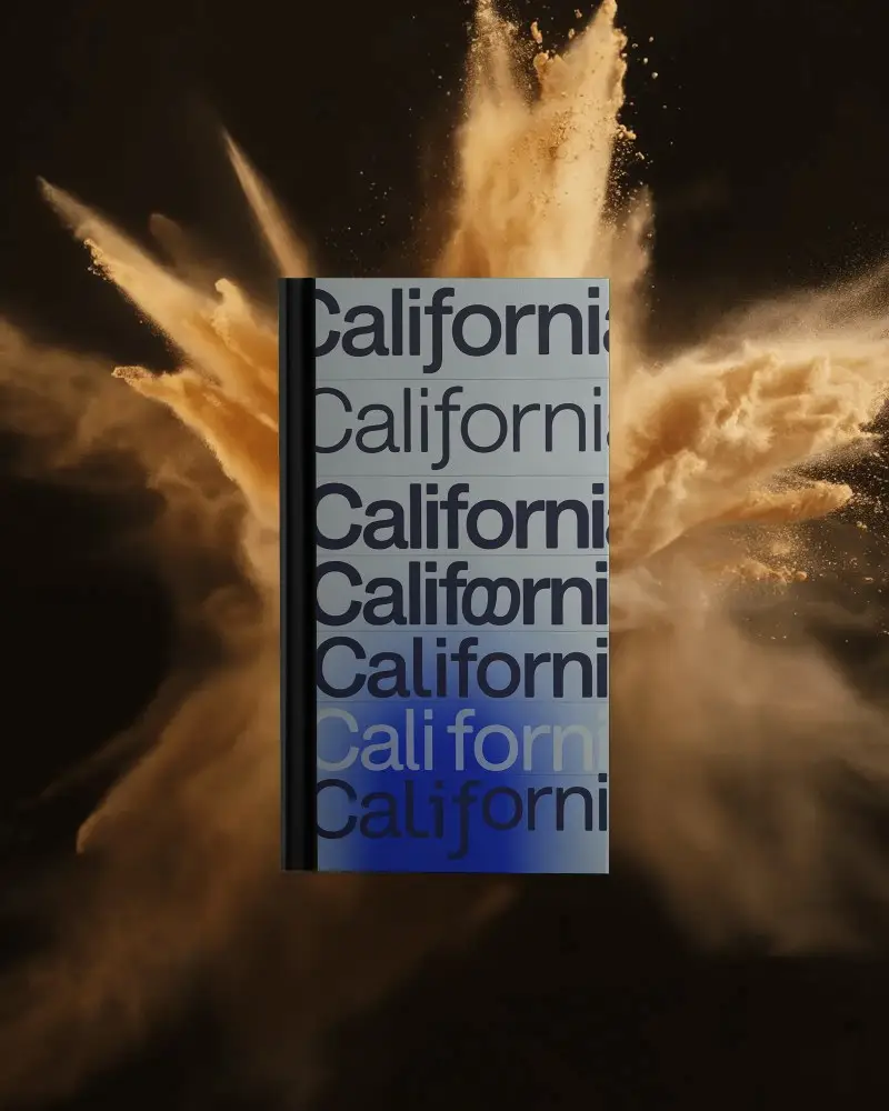 Hardcover Book Mockup Floating With Dynamic Dust Explosion Background Creative Presentation