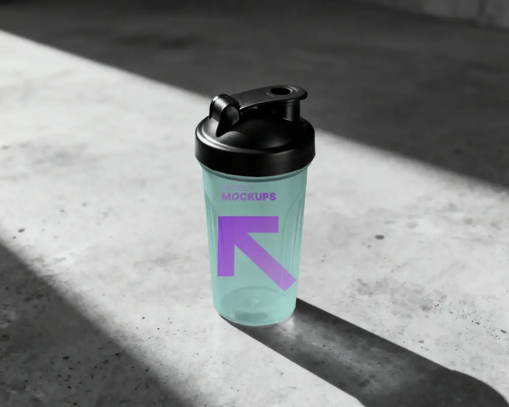 Durable Leakproof Sports Protein Shaker Bottle Mockup Fitness And Gym Use