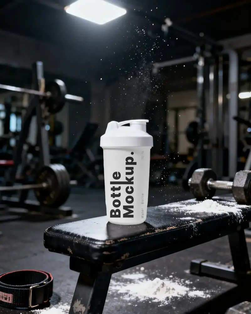 Fitness Protein Shaker Bottle Sports Nutrition Shaker For Workout Supplement Mockup