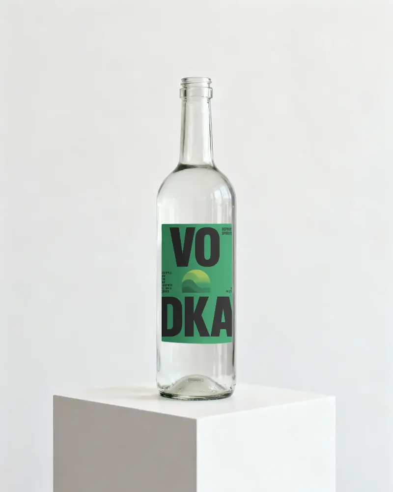 Premium Clear Glass Bottle Mockup For Custom Label Design Showcasing Your Branding Ideas