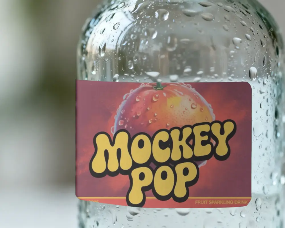 High Resolution Water Bottle Label Mockup With Moisture Droplets Closeup View
