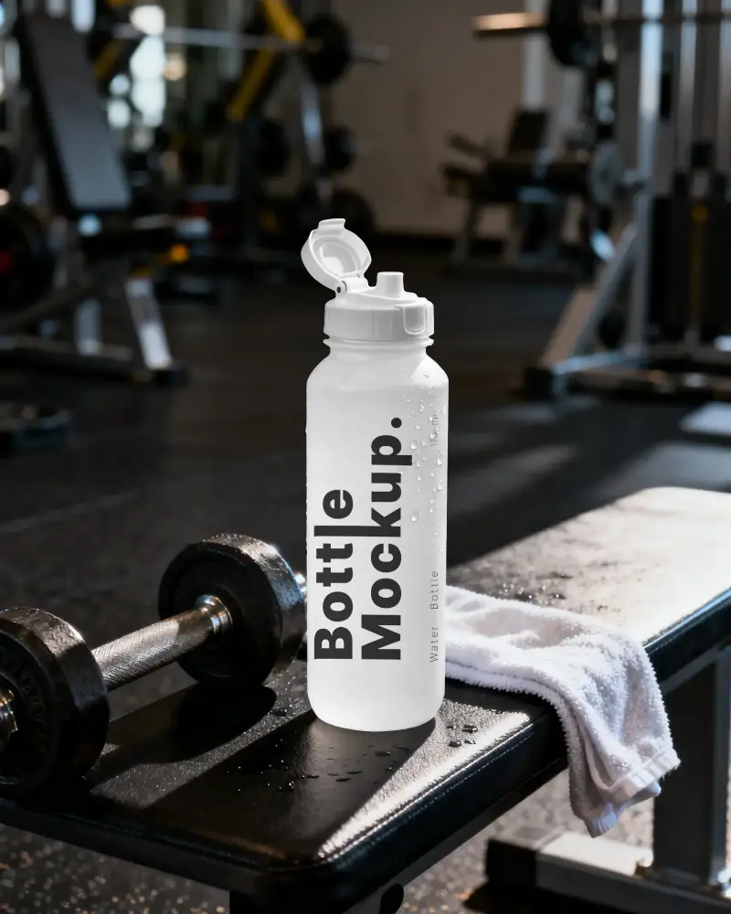 Reusable Sports Water Bottle Mockup Flip Top Lid For Gym Fitness Outdoor Activities