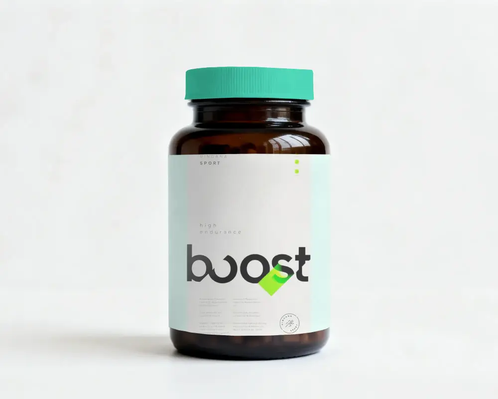 Premium Glass Supplement Bottle Mockup With Blank Label For Branding Designs