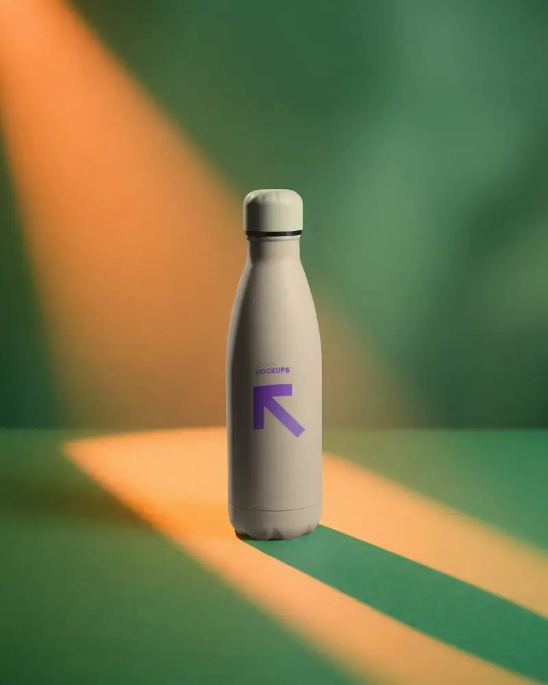 Sleek Modern Water Bottle Mockup Vacuum Insulated Reusable For Outdoor And Travel Adventures