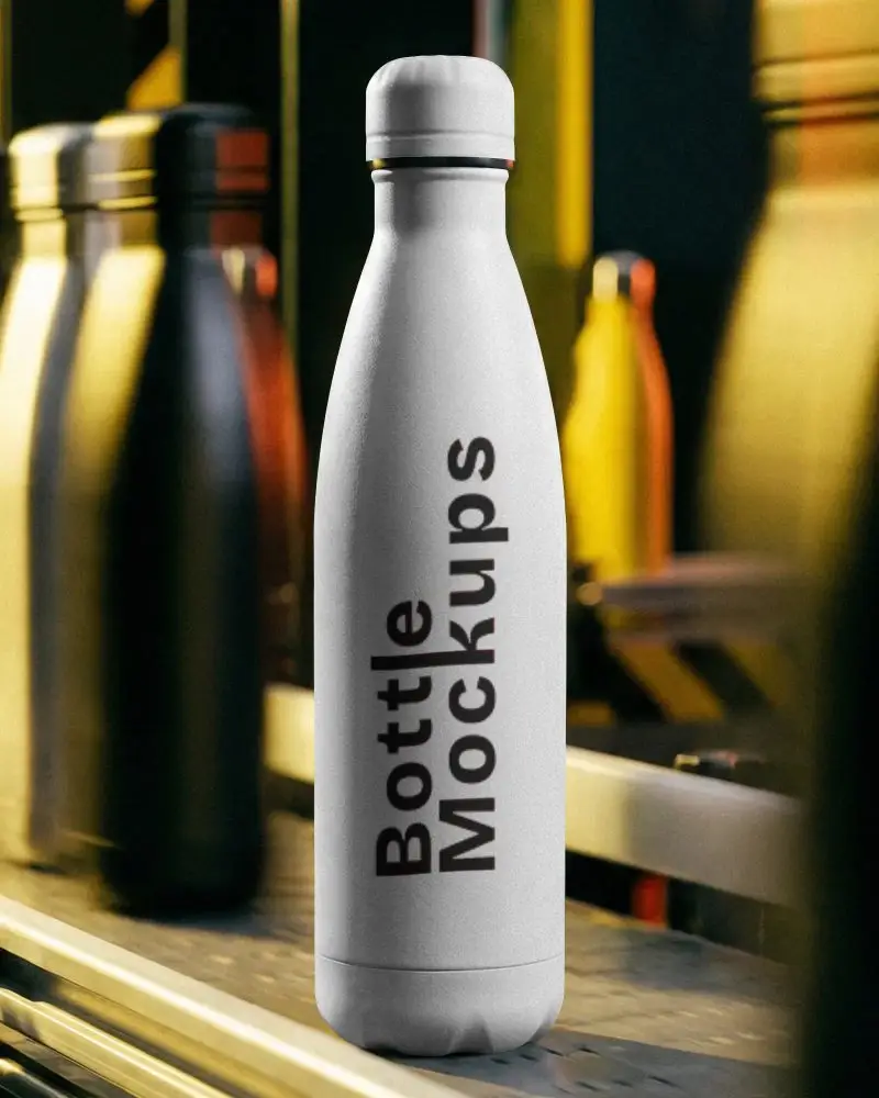 Sleek Insulated Water Bottle Mockup For Branding And Product Packaging Presentation
