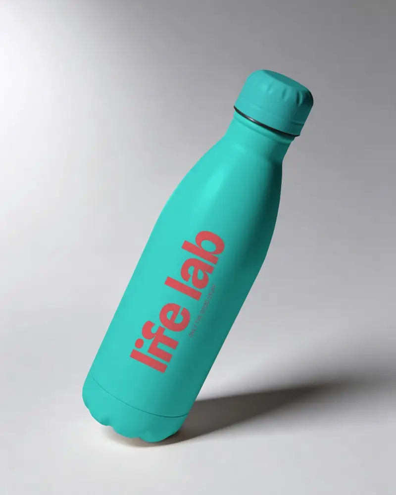 Reusable Stainless Steel Water Bottle Mockup For Custom Branding And Packaging Design Showcase