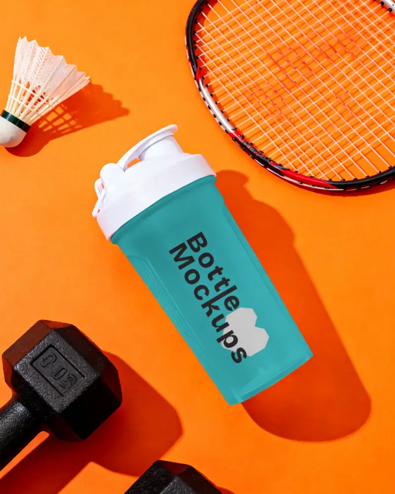 Sports Protein Shaker Bottle Mockup Leakproof Cap For Fitness And Workout Supplements