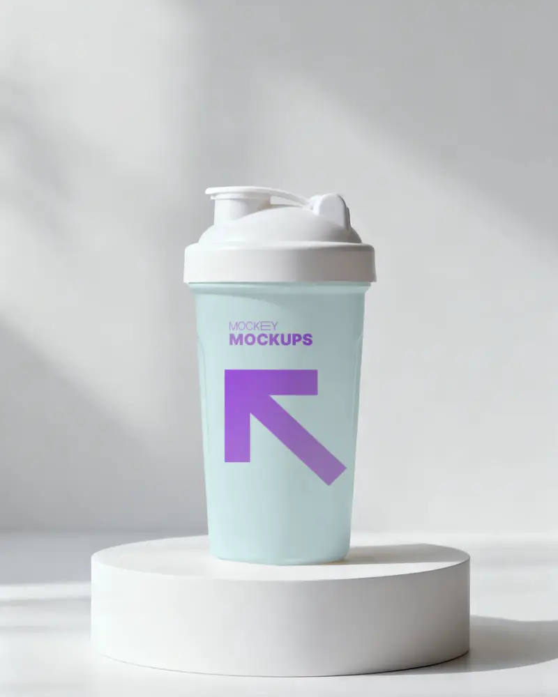 Protein Shaker Bottle Mockup For Fitness Brands And Supplement Packaging Designs