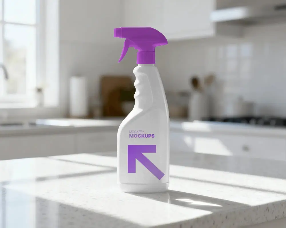 Cleaning Spray Bottle Mockup For Household Product Display And Brand Marketing Purposes