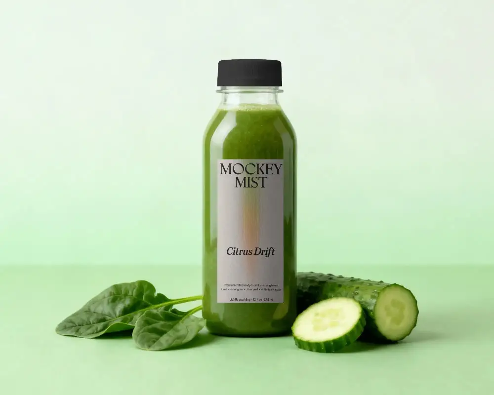 Refreshing Green Vegetable Juice Packaging Mockup For Natural Drink Branding