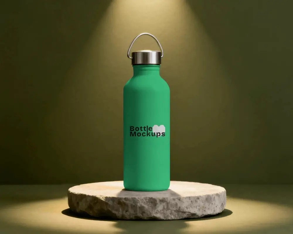 Reusable Metal Water Bottle Mockup With Carry Handle For Outdoor Adventures And Daily Use