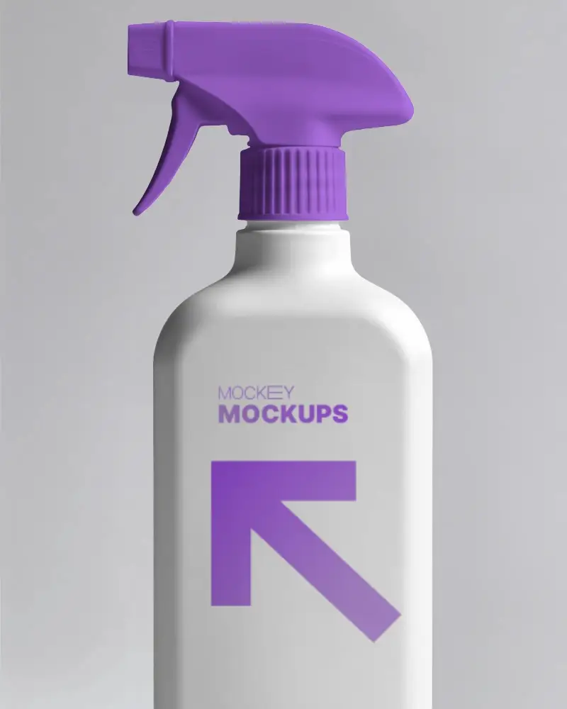 Plastic Spray Bottle Mockup For Cleaning Products And Industry Branding Presentation