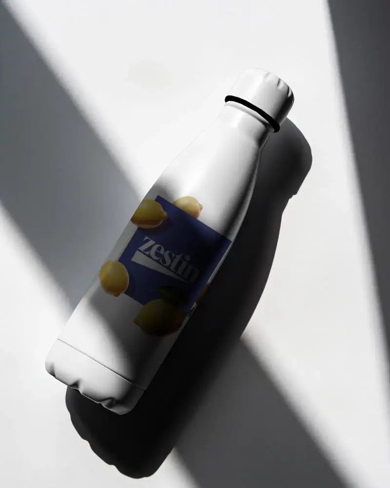 Reusable Stainless Steel Water Bottle Mockup Leakproof Cap And Sleek Modern Design Mockup