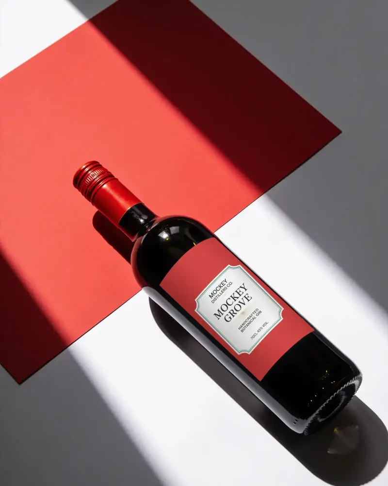 Sleek Wine Bottle Mockup With Blank Label For Customized Wine Branding Projects And Packaging