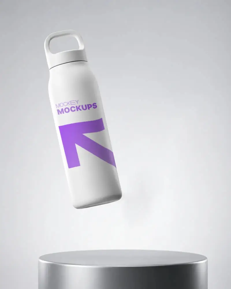 Portable Insulated Water Bottle Mockup Ideal For Hiking Gym And Travel Accessories Display