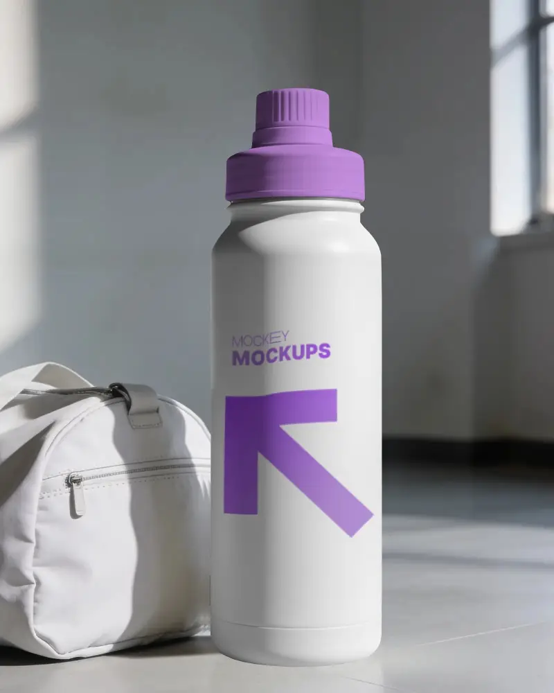 Sports Water Bottle Mockup For Custom Branding And Creative Packaging Designs