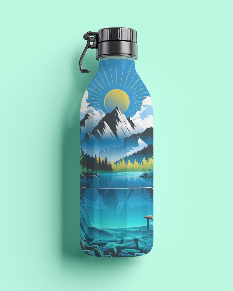 Custom Travel Bottle Mockup Featuring Scenic Styles View And Premium Packaging Design