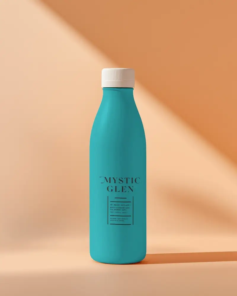 Nature Inspired Plastic Bottle Mockup Peach Toned Minimalist Backdrop With Soft Shadows And Earthy Vibes